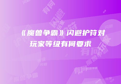 《魔兽争霸》闪避护符对玩家等级有何要求