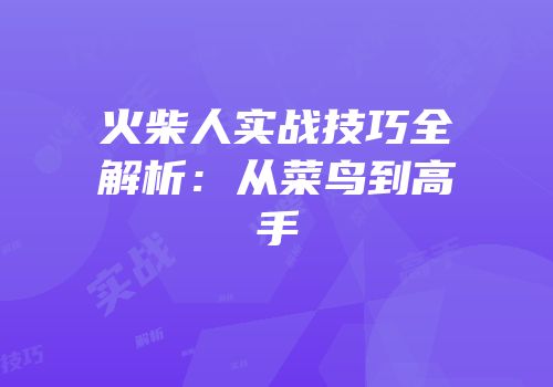 火柴人实战技巧全解析：从菜鸟到高手