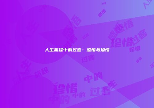 人生旅程中的过客：感悟与珍惜