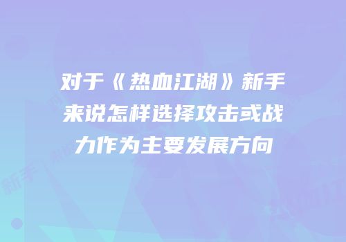 对于《热血江湖》新手来说怎样选择攻击或战力作为主要发展方向