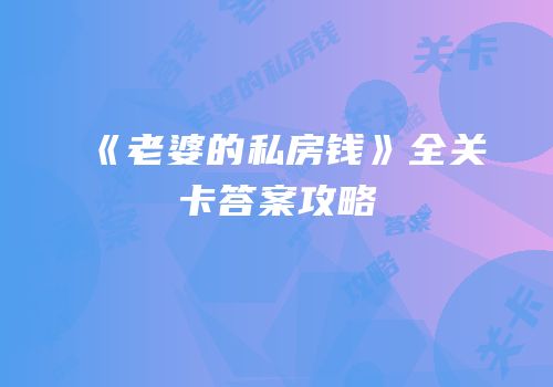 《老婆的私房钱》全关卡答案攻略