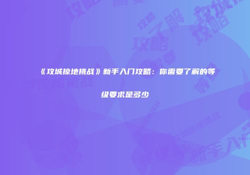 《攻城掠地挑战》新手入门攻略：你需要了解的等级要求是多少