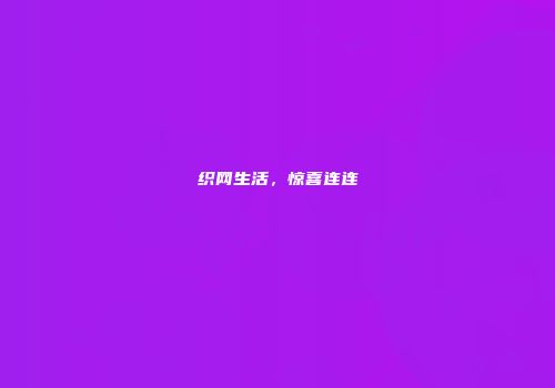 织网生活，惊喜连连