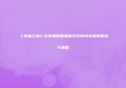 《热血江湖》玩家如何根据属性石的特性来调整战斗策略