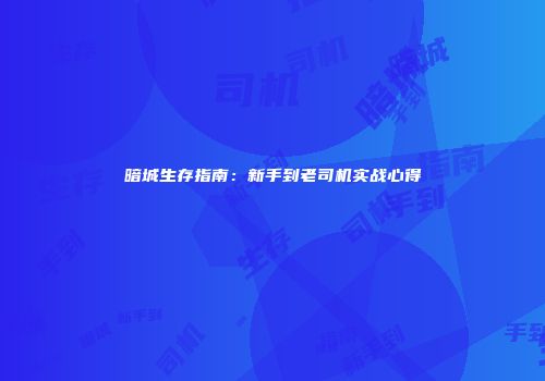 暗城生存指南：新手到老司机实战心得