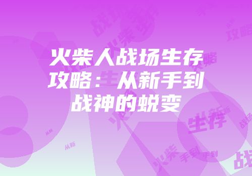火柴人战场生存攻略：从新手到战神的蜕变