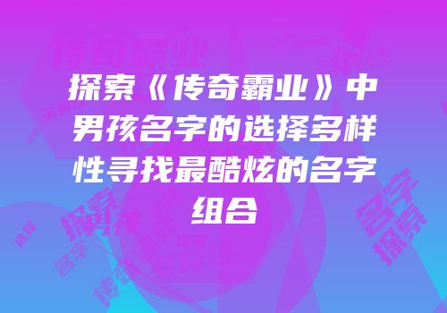 探索《传奇霸业》中男孩名字的选择多样性寻找最酷炫的名字组合