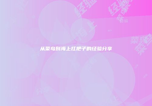 从菜鸟到海上扛把子的经验分享