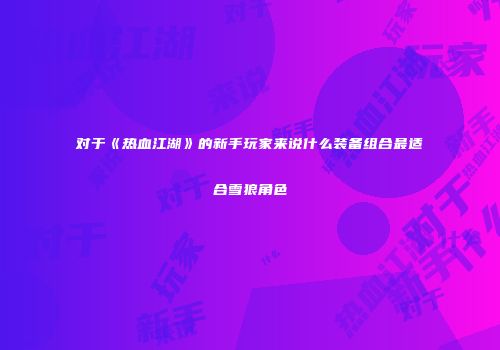 对于《热血江湖》的新手玩家来说什么装备组合最适合雪狼角色
