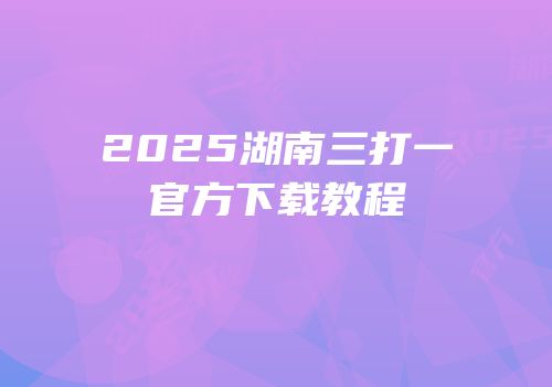 2025湖南三打一官方下载教程