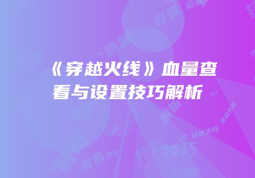 《穿越火线》血量查看与设置技巧解析