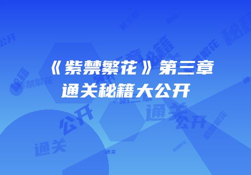 《紫禁繁花》第三章通关秘籍大公开