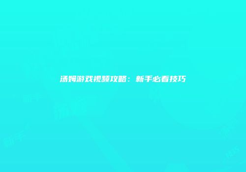 汤姆游戏视频攻略：新手必看技巧