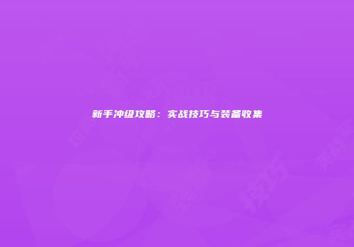 新手冲级攻略：实战技巧与装备收集