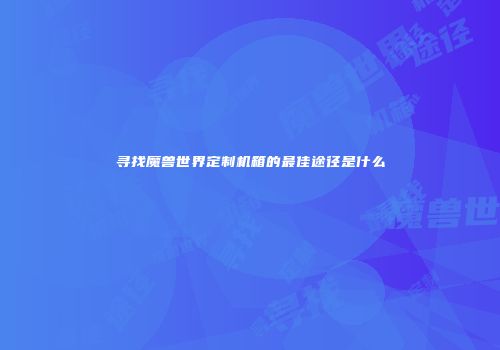 寻找魔兽世界定制机箱的最佳途径是什么