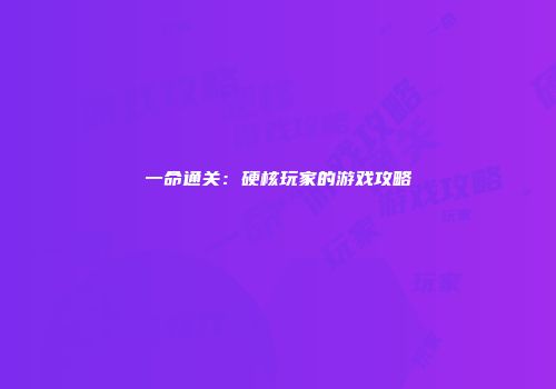 一命通关：硬核玩家的游戏攻略