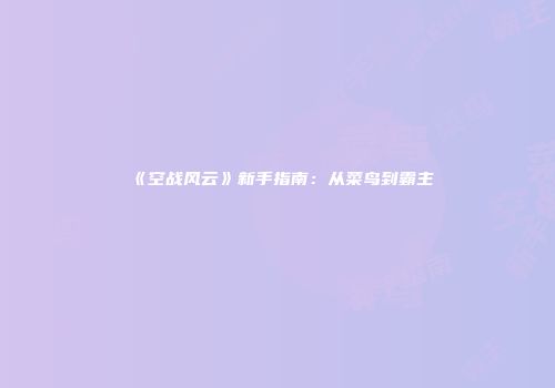 《空战风云》新手指南：从菜鸟到霸主