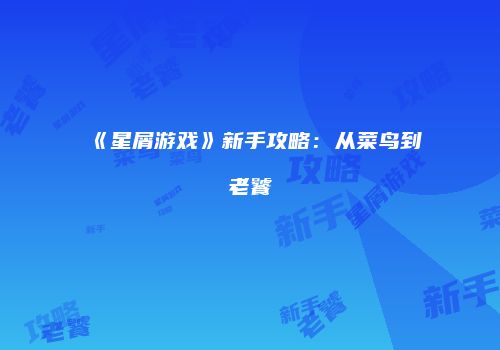 《星屑游戏》新手攻略：从菜鸟到老饕