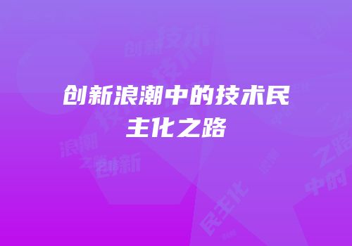 创新浪潮中的技术民主化之路