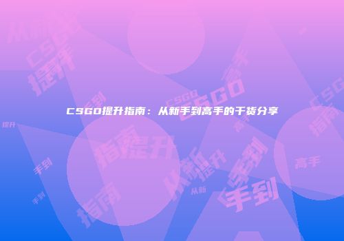 CSGO提升指南：从新手到高手的干货分享