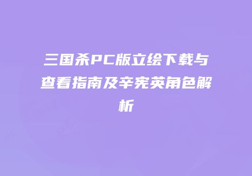 三国杀PC版立绘下载与查看指南及辛宪英角色解析