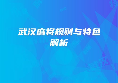 武汉麻将规则与特色解析