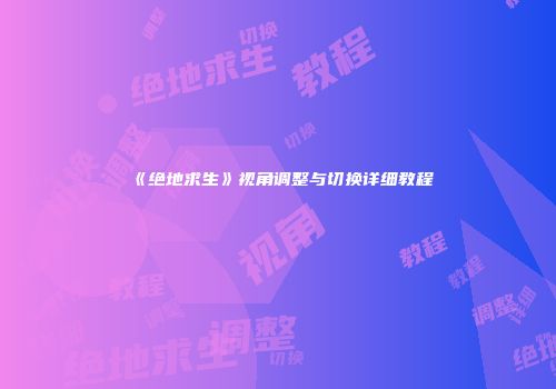 《绝地求生》视角调整与切换详细教程
