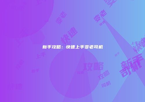新手攻略：快速上手变老司机