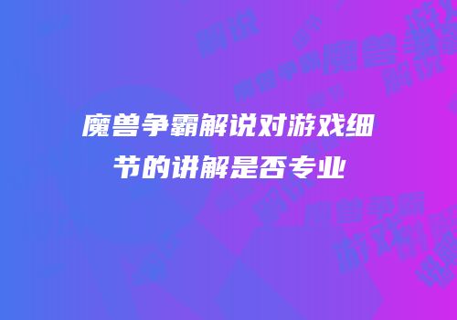 魔兽争霸解说对游戏细节的讲解是否专业