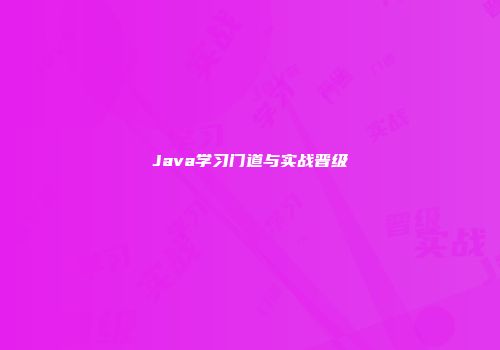 Java学习门道与实战晋级