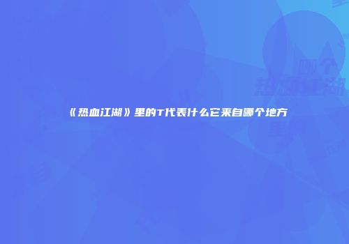 《热血江湖》里的T代表什么它来自哪个地方