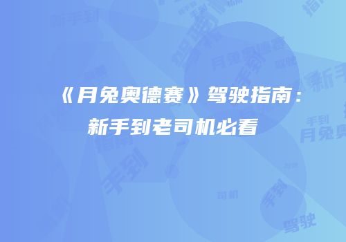 《月兔奥德赛》驾驶指南：新手到老司机必看