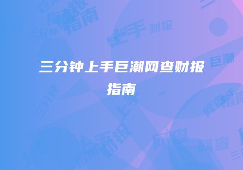 三分钟上手巨潮网查财报指南