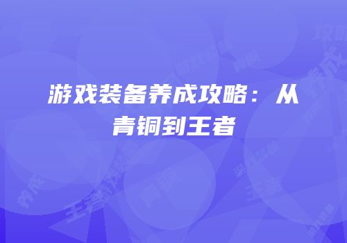 游戏装备养成攻略：从青铜到王者