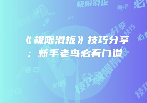 《极限滑板》技巧分享：新手老鸟必看门道