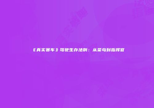 《真实赛车》驾驶生存法则：从菜鸟到指挥官