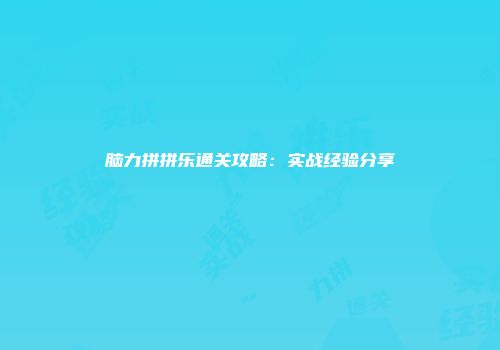 脑力拼拼乐通关攻略：实战经验分享