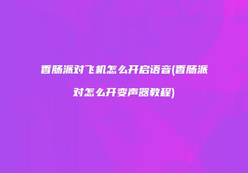 香肠派对飞机怎么开启语音(香肠派对怎么开变声器教程)