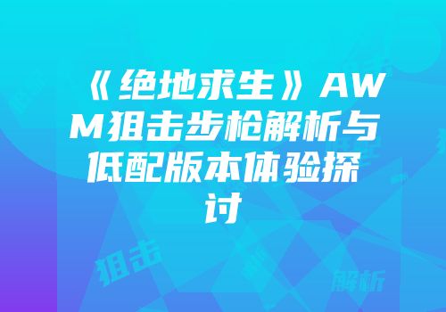 《绝地求生》AWM狙击步枪解析与低配版本体验探讨