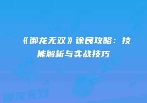 《御龙无双》徐良攻略：技能解析与实战技巧
