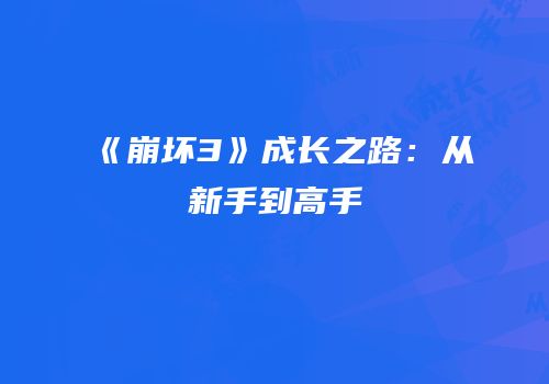 《崩坏3》成长之路：从新手到高手