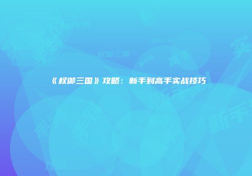 《权御三国》攻略：新手到高手实战技巧