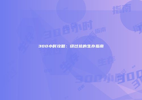 300小时攻略：绕过坑的生存指南