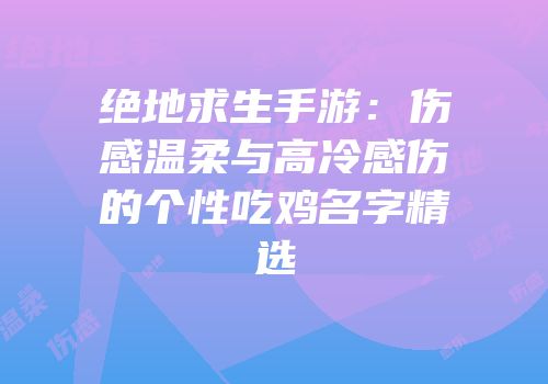 绝地求生手游：伤感温柔与高冷感伤的个性吃鸡名字精选
