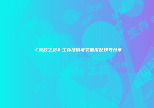 《流放之路》生存法则与装备搭配技巧分享