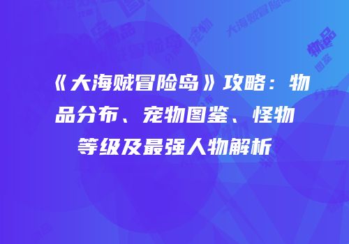 《大海贼冒险岛》攻略：物品分布、宠物图鉴、怪物等级及最强人物解析
