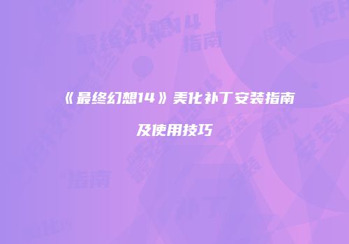 《最终幻想14》美化补丁安装指南及使用技巧