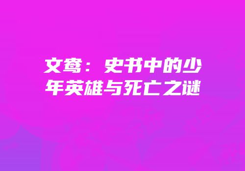 文鸯：史书中的少年英雄与死亡之谜