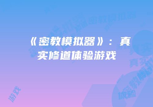 《密教模拟器》：真实修道体验游戏