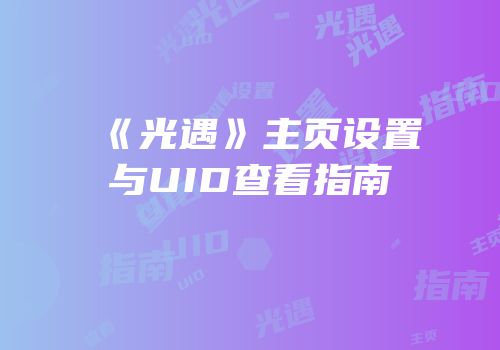《光遇》主页设置与UID查看指南